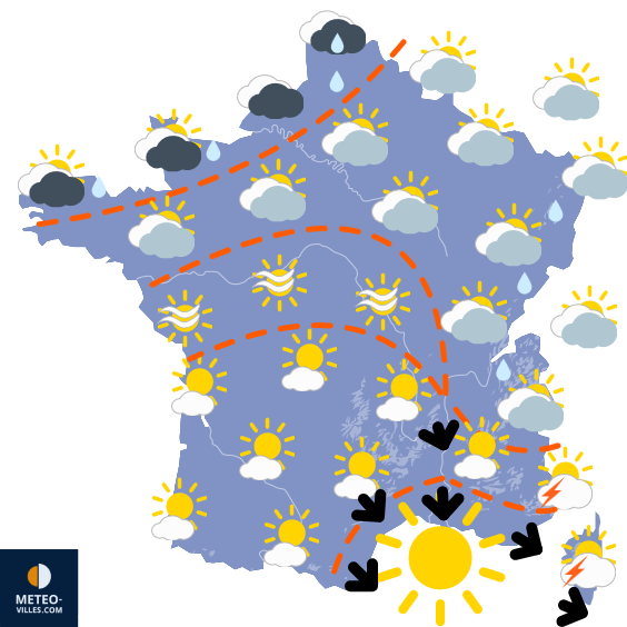 Carte de prévisions du temps du Vendredi 1 août 2025