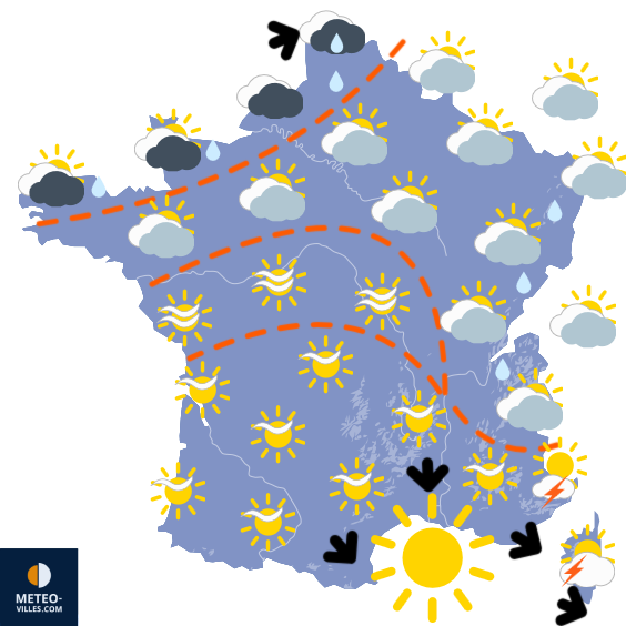 Carte de prévisions du temps du Dimanche 3 août 2025
