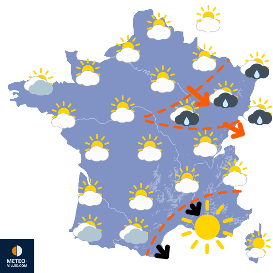 Carte de prévisions du temps du Mardi 29 juillet 2025