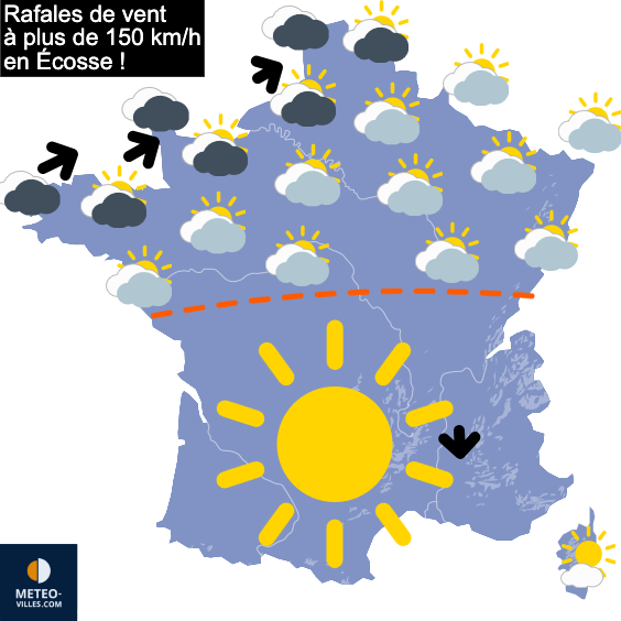 Carte de prévisions du temps du Vendredi 1 août 2025