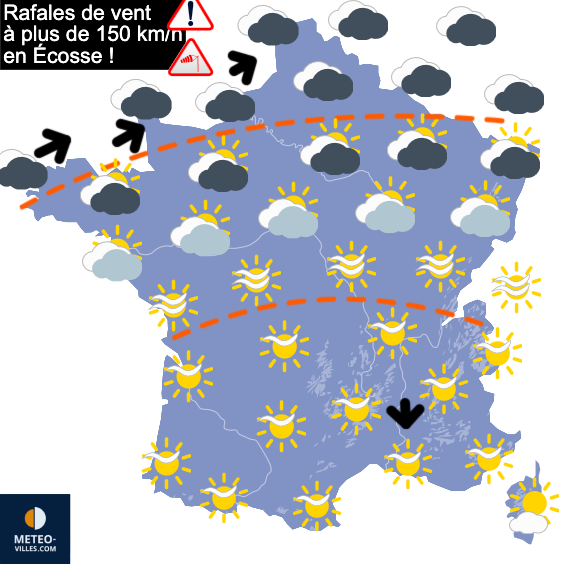 Carte de prévisions du temps du Dimanche 3 août 2025
