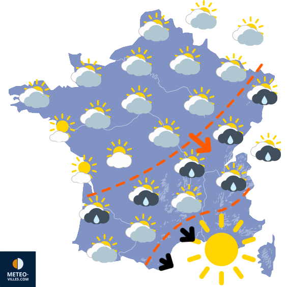 Carte de prévisions du temps du Thursday, July 31, 2025
