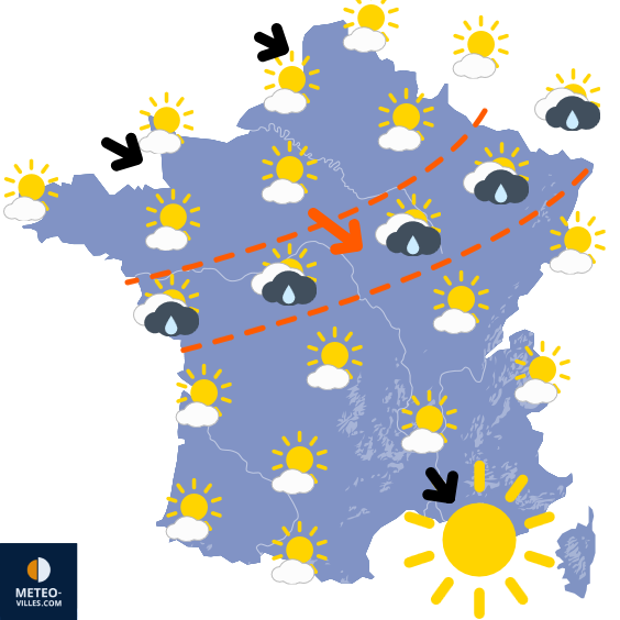 Carte de prévisions du temps du Vendredi 1 août 2025
