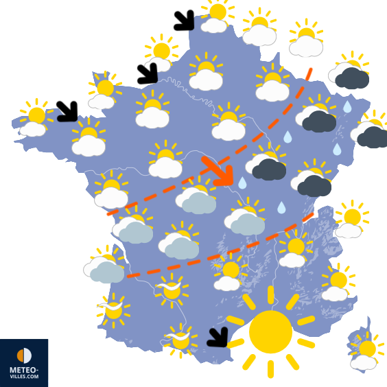 Carte de prévisions du temps du Lundi 4 août 2025