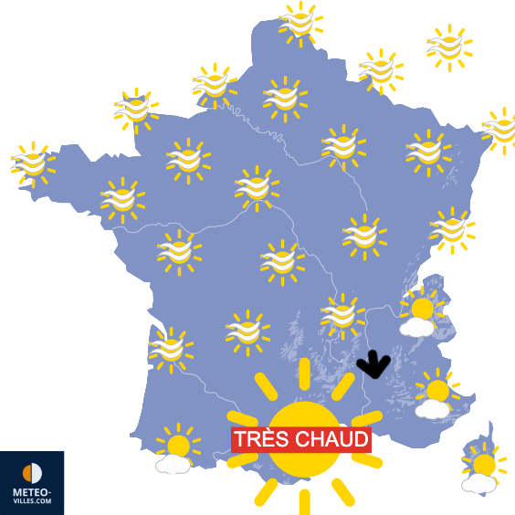Carte de prévisions du temps du Lundi 4 août 2025