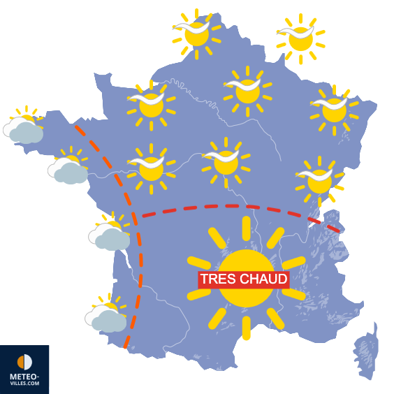 Carte de prévisions du temps du Vendredi 1 août 2025