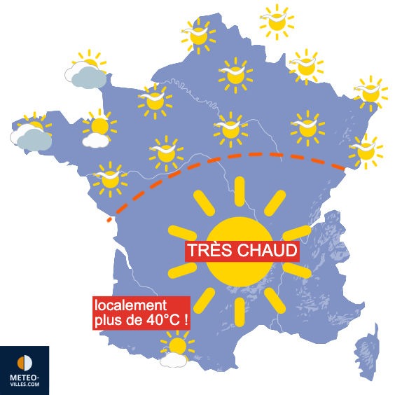 Carte de prévisions du temps du Lundi 4 août 2025
