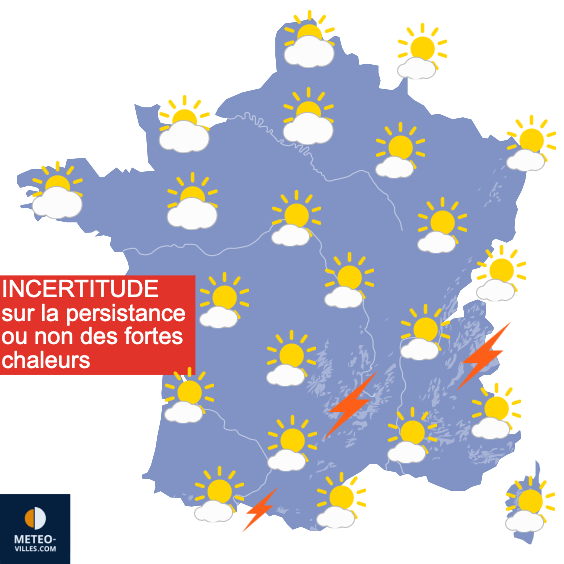 Carte de prévisions du temps du Lundi 4 août 2025