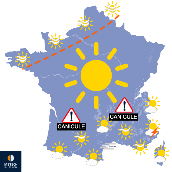 Carte de prévisions du temps du Jeudi 7 août 2025