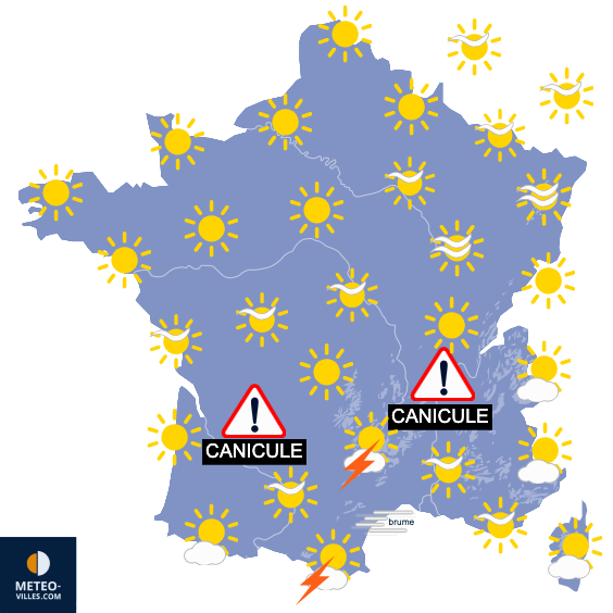 Carte de prévisions du temps du Vendredi 8 août 2025