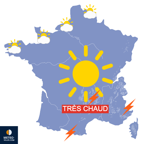 Carte de prévisions du temps du Lundi 4 août 2025