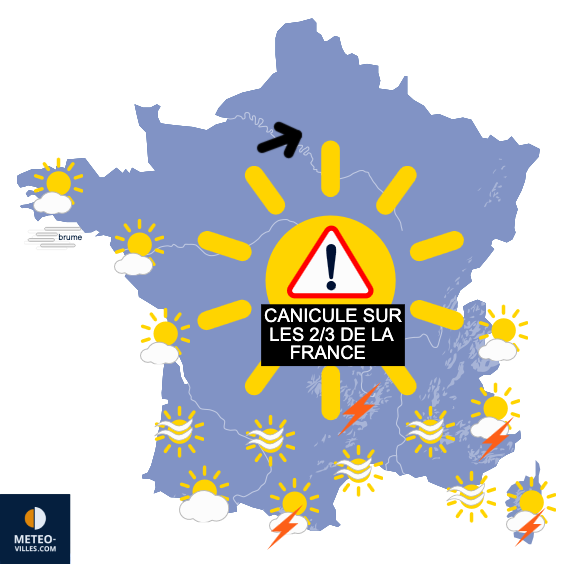 Carte de prévisions du temps du Lundi 11 août 2025
