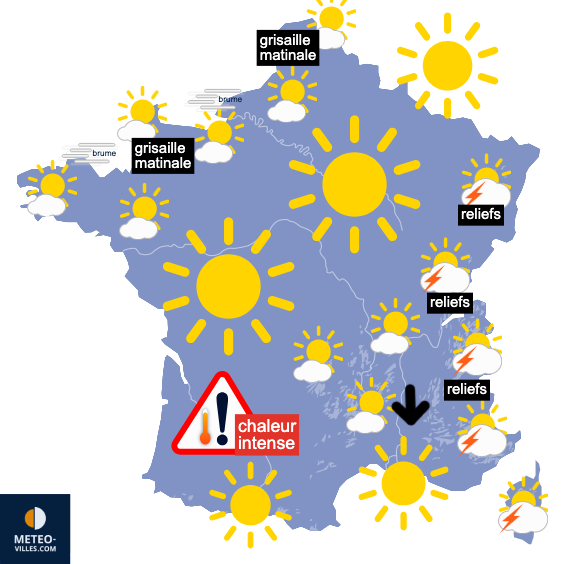 Carte de prévisions du temps du Vendredi 15 août 2025