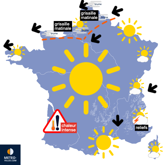 Carte de prévisions du temps du Vendredi 15 août 2025