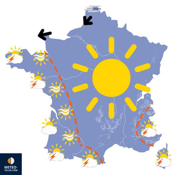 Carte de prévisions du temps du Vendredi 15 août 2025