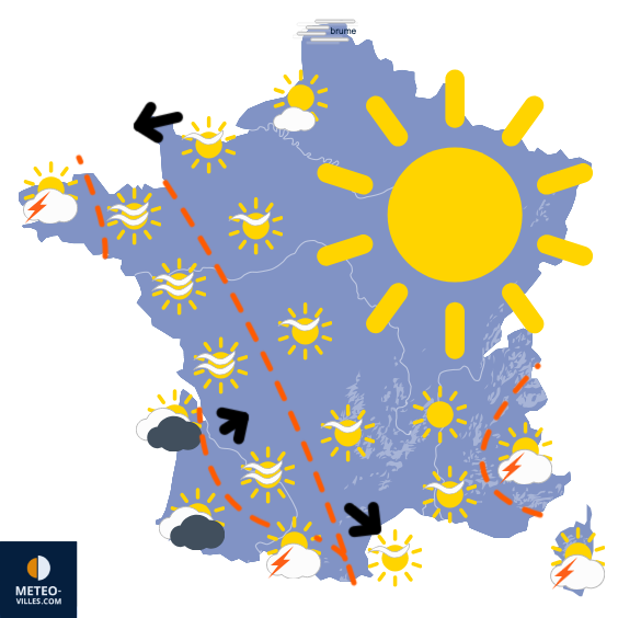 Carte de prévisions du temps du Dimanche 17 août 2025