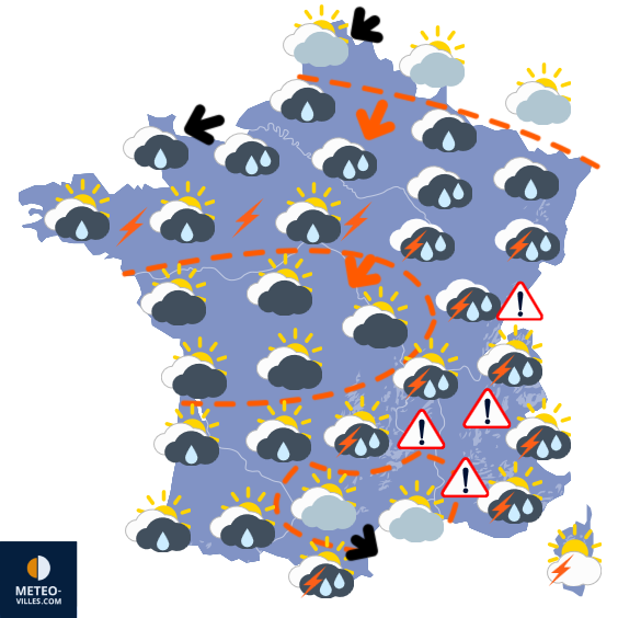 Carte de prévisions du temps du Mardi 19 août 2025