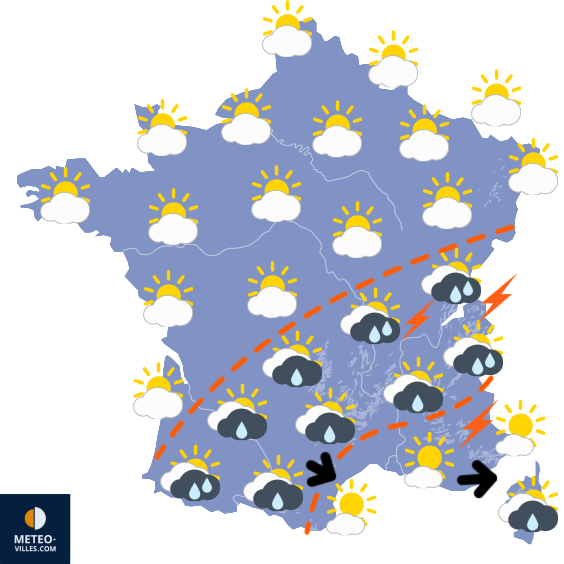 Carte de prévisions du temps du Mardi 19 août 2025