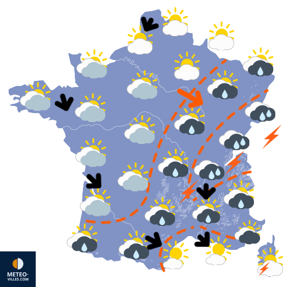 Carte de prévisions du temps du Mercredi 20 août 2025