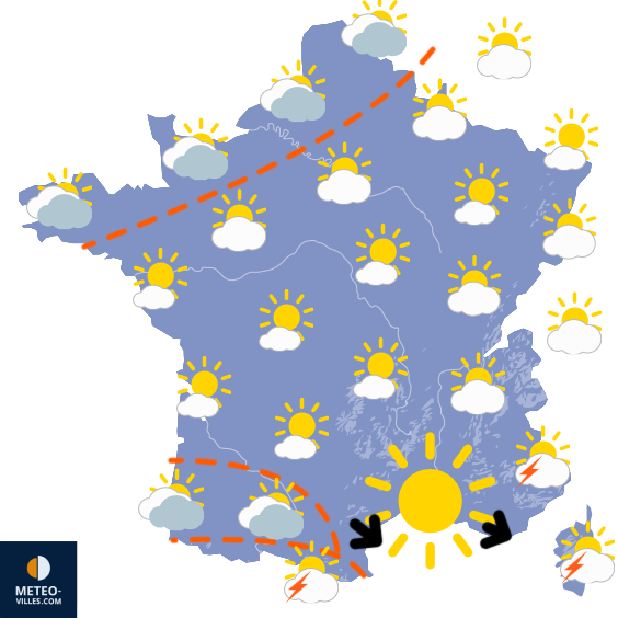 Carte de prévisions du temps du Dimanche 17 août 2025