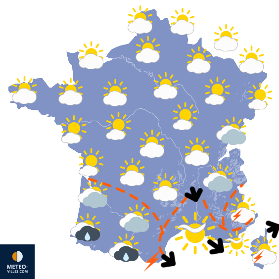 Carte de prévisions du temps du Vendredi 22 août 2025