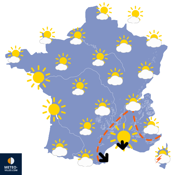 Carte de prévisions du temps du Samedi 23 août 2025