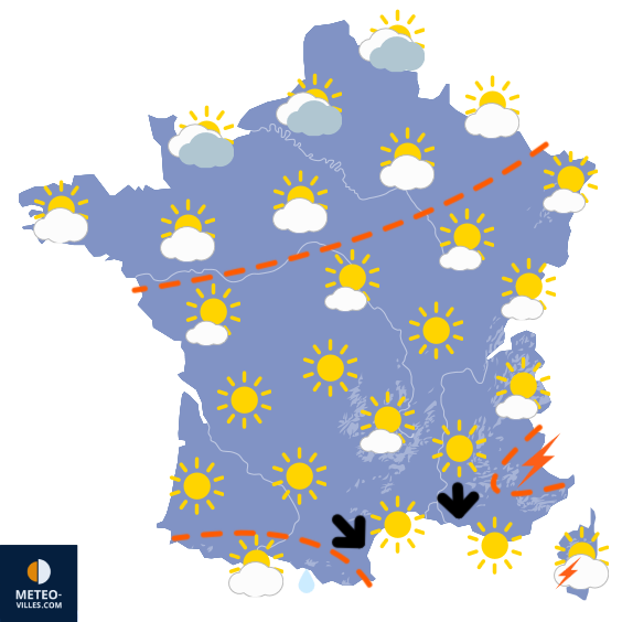 Carte de prévisions du temps du Samedi 23 août 2025
