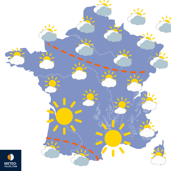 Carte de prévisions du temps du Mardi 19 août 2025