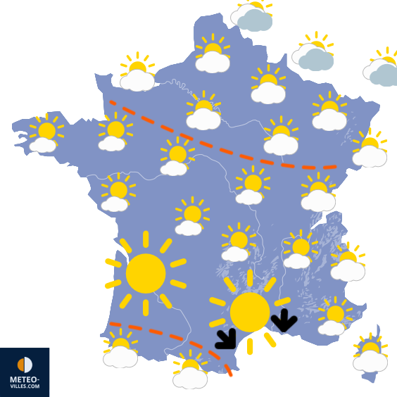 Carte de prévisions du temps du Samedi 23 août 2025