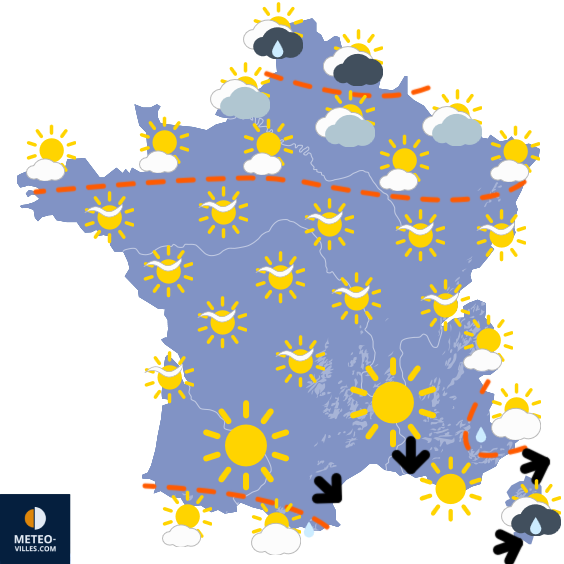 Carte de prévisions du temps du Vendredi 22 août 2025