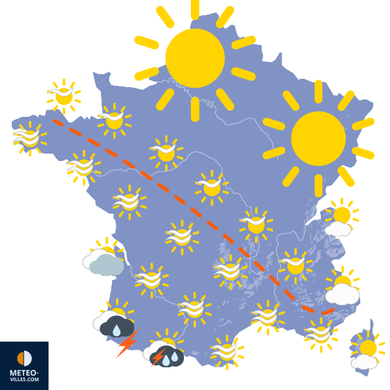 Carte de prévisions du temps du Mardi 19 août 2025