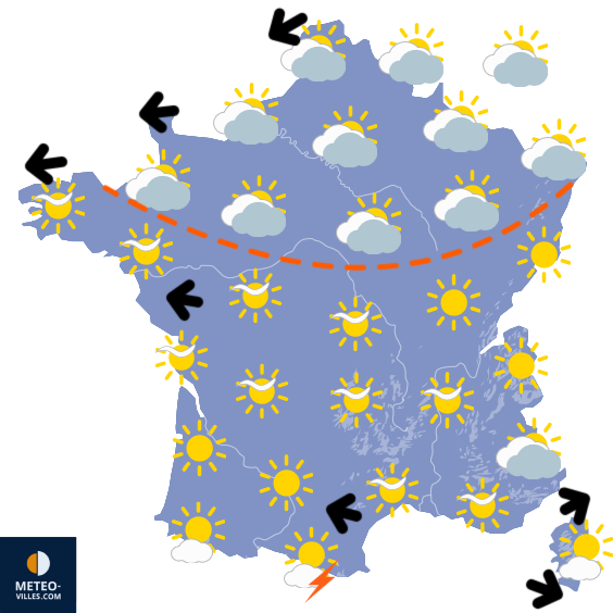 Carte de prévisions du temps du Vendredi 22 août 2025