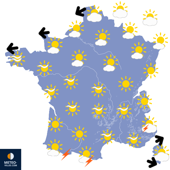 Carte de prévisions du temps du Samedi 23 août 2025