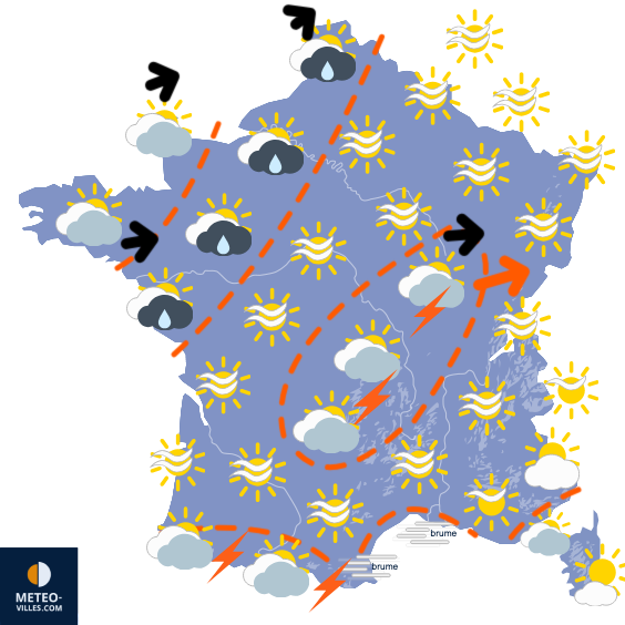 Carte de prévisions du temps du Mardi 26 août 2025