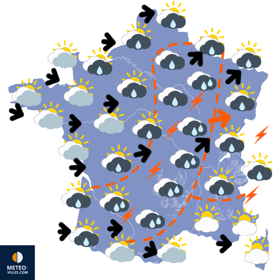 Carte de prévisions du temps du Mardi 26 août 2025