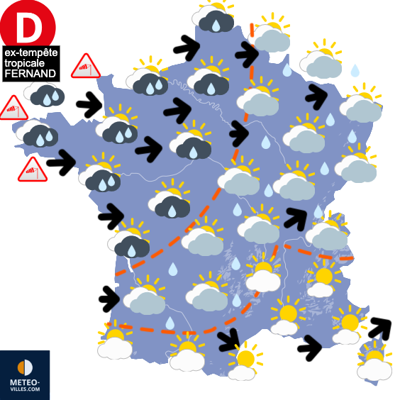 Carte de prévisions du temps du Mardi 26 août 2025
