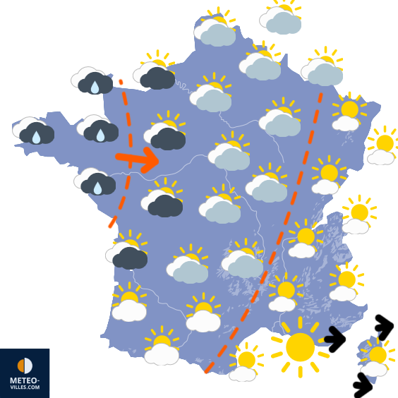 Carte de prévisions du temps du Samedi 30 août 2025