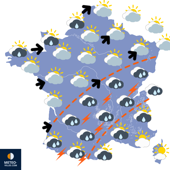 Carte de prévisions du temps du Mardi 26 août 2025