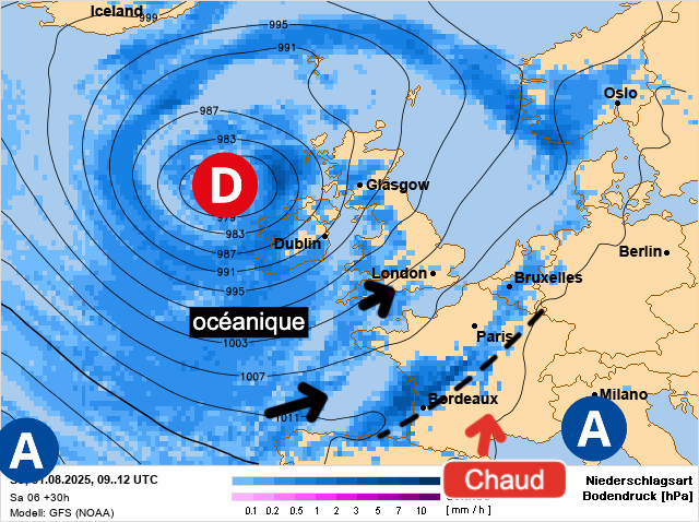 Carte de prévisions d'europe du Dimanche 31 août 2025