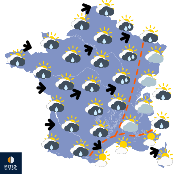 Carte de prévisions du temps du Mardi 26 août 2025