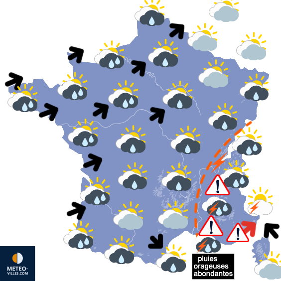 Carte de prévisions du temps du Lundi 1 septembre 2025
