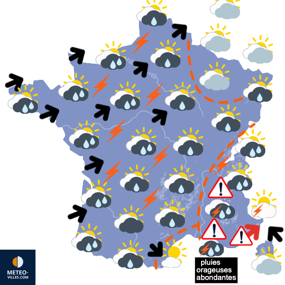 Carte de prévisions du temps du Lundi 1 septembre 2025