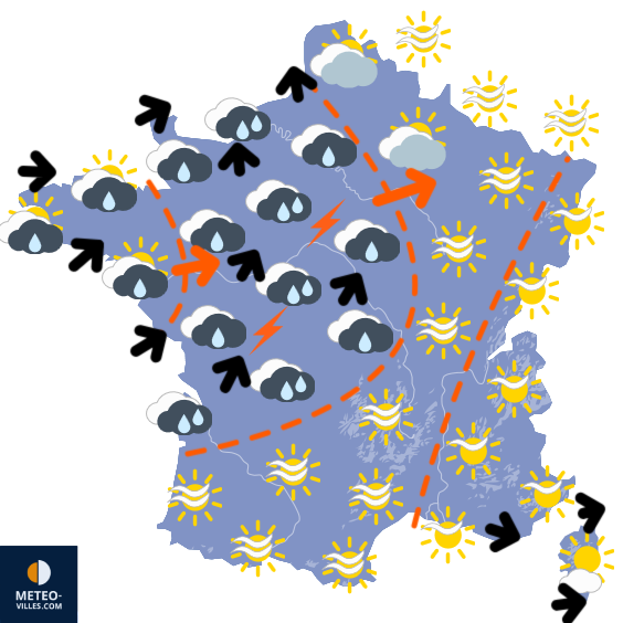 Carte de prévisions du temps du Mardi 2 septembre 2025