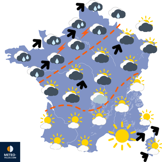 Carte de prévisions du temps du Lundi 1 septembre 2025