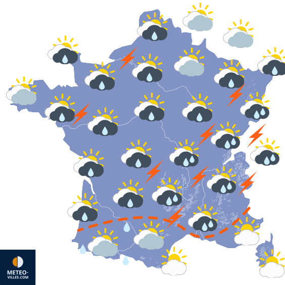 Carte de prévisions du temps du Mardi 2 septembre 2025