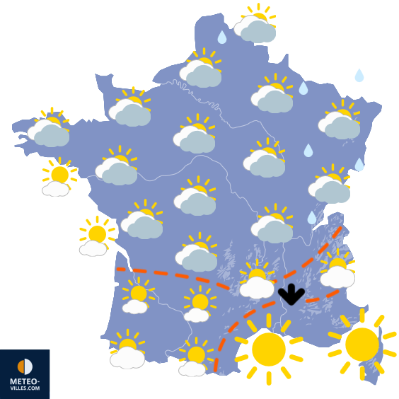 Carte de prévisions du temps du Mardi 2 septembre 2025