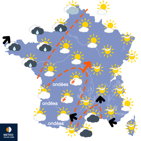 Carte de prévisions du temps du Dimanche 7 septembre 2025