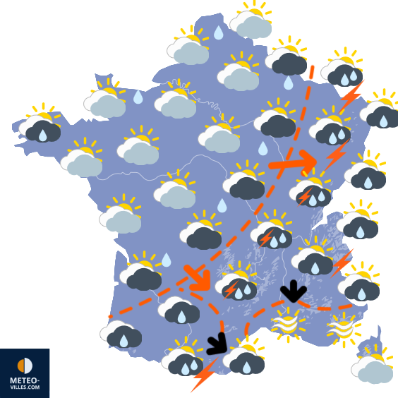 Carte de prévisions du temps du Monday, September 8, 2025