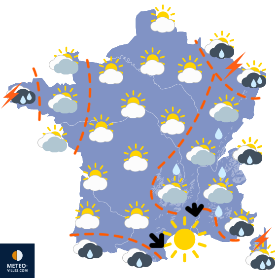 Carte de prévisions du temps du Dimanche 7 septembre 2025