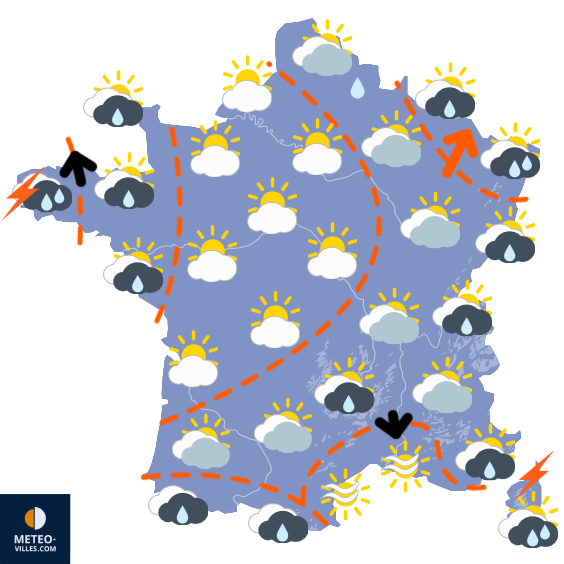 Carte de prévisions du temps du Monday, September 8, 2025